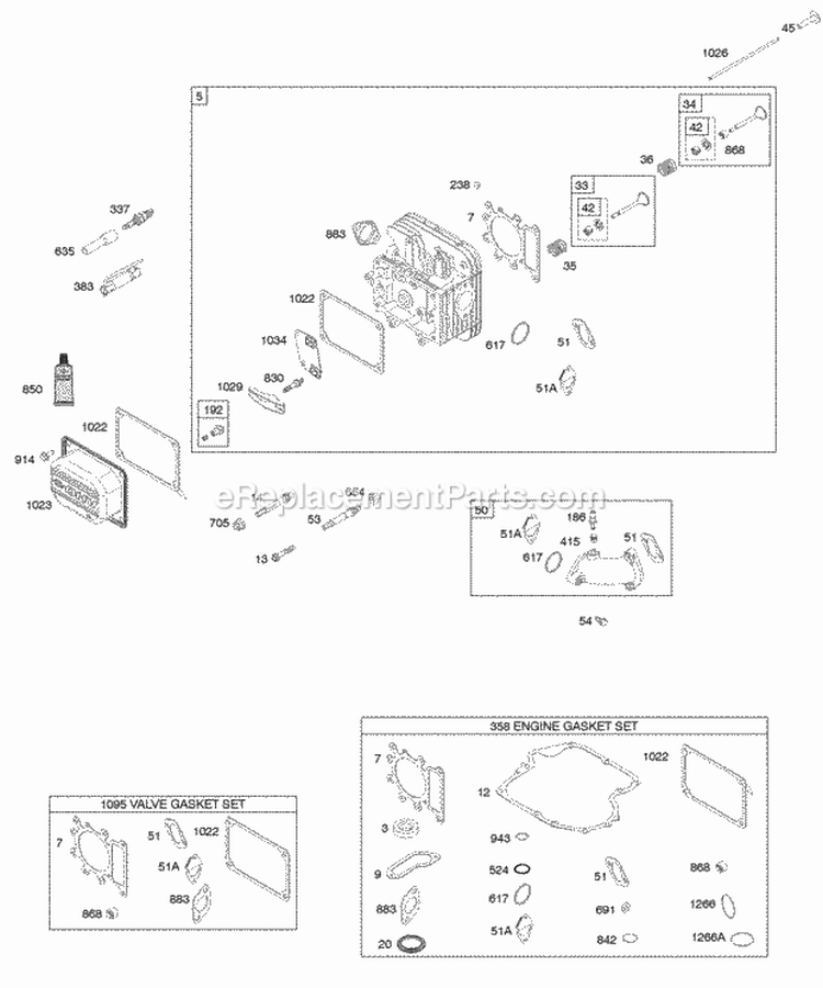Cylinder Head Gasket Set - Engine Gasket Set - Valve Intake Manifold Valves Diagram and Parts List for 21A807-0215-E1  Briggs and Stratton Engine